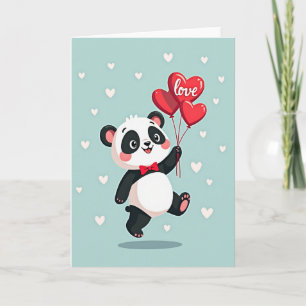 Cute Panda Love Balloons Card