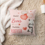 Cute Panda Love Red Heart Balloons Valentine's Cushion<br><div class="desc">This throw pillow keepsake features an adorable panda bear holding heart-shaped balloons with a space to write your love message. Perfect as a Valentine’s Day gift, anniversary surprise, a thoughtful way to show your love, this pillow is a loveable reminder of the joy you share. Cuddle up in style with...</div>