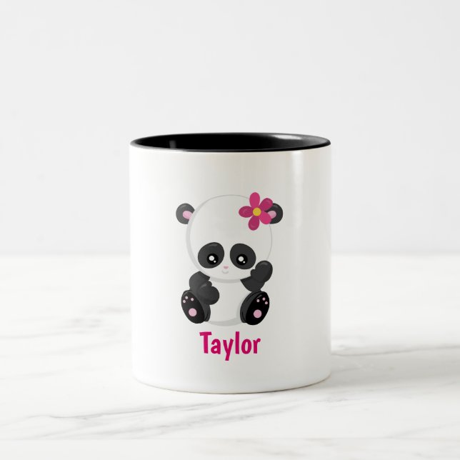 Cute Panda Lover Personalise Two-Tone Coffee Mug (Center)