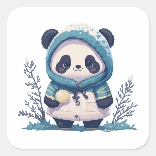 Cute Panda Lovers Gift Square Sticker (Front)