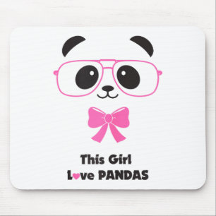 Cute Panda-loving Girl Funny Gles Bow Women Mouse Pad