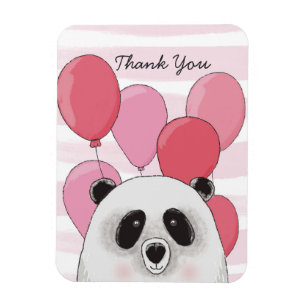 Cute panda. Modern kids animal. Pink thank you Magnet