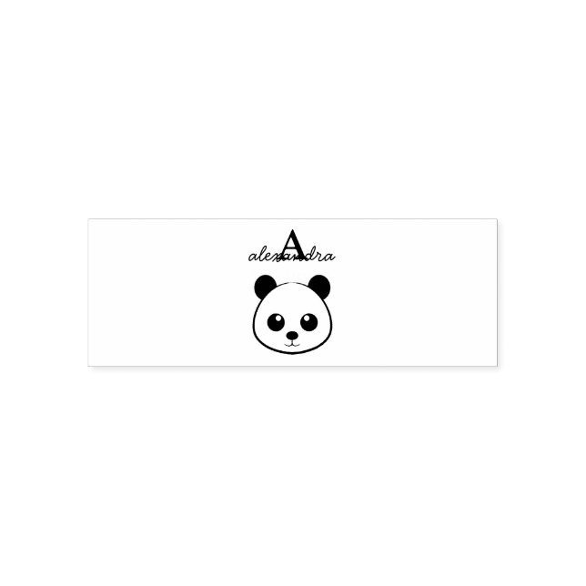 Cute Panda Monogram Self‑Inking Stamp – Custom  (Design)
