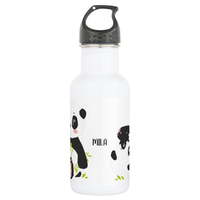 Cute panda name 532 ml water bottle (Front)