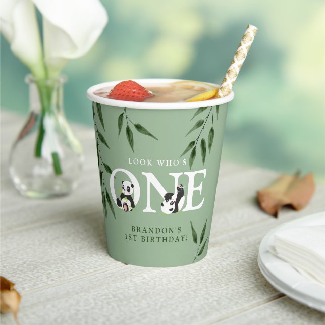 Cute Panda Neutral 1st Birthday Party  Paper Cups (Insitu)