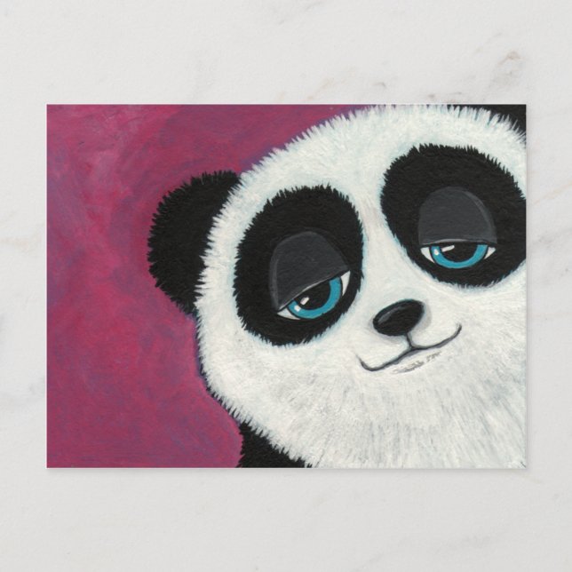Cute Panda On Pink Postcard (Front)