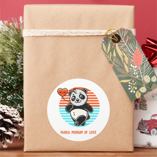  Cute Panda "Panda-monium of Love" Sticker (Holiday)