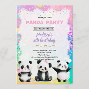 Cute panda party invitation