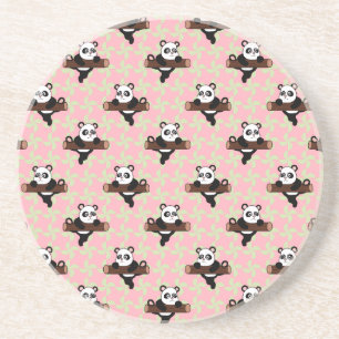 Cute Panda Pattern on Pink – Kawaii Seamless Coaster