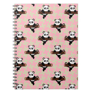 Cute Panda Pattern on Pink – Kawaii Seamless  Notebook