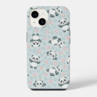 Cute Panda Paws and Bamboo Seamless Pattern