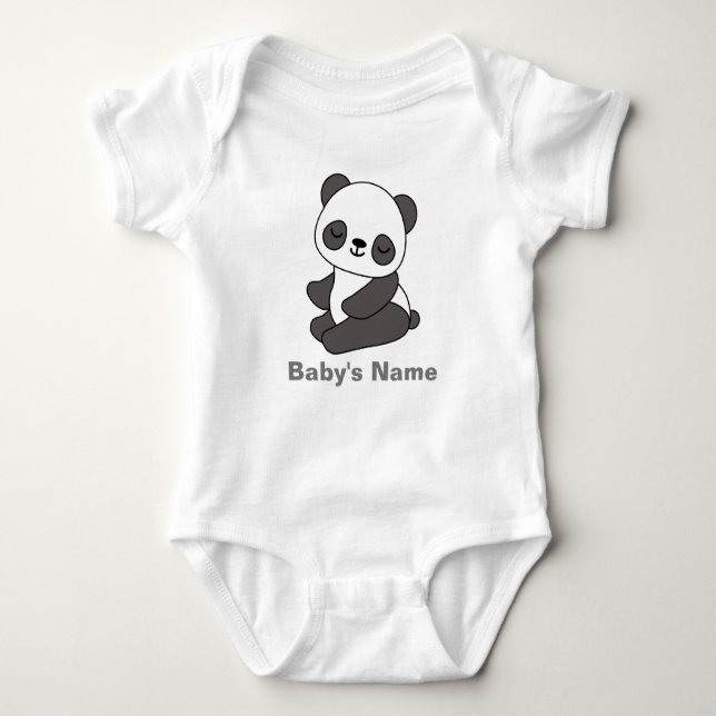 Cute Panda Personalised Baby Bodysuit (Front)