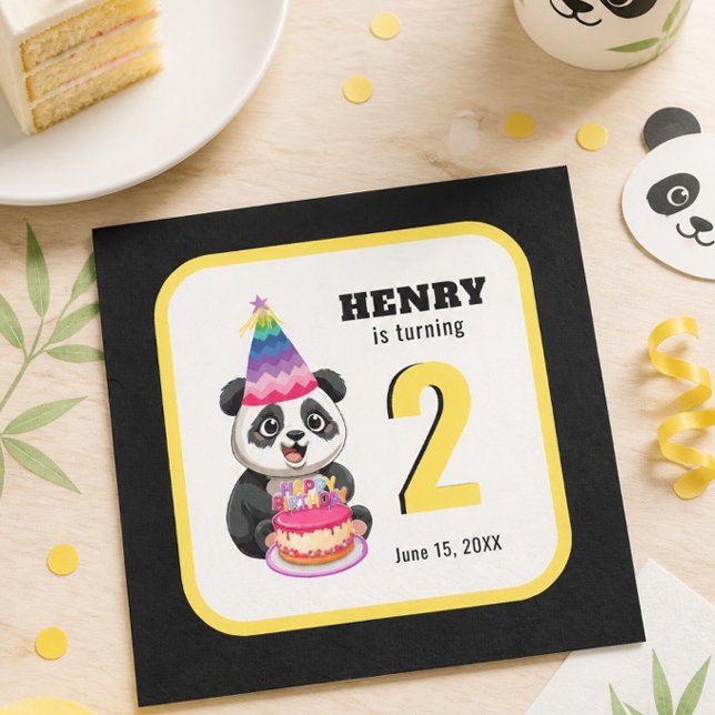 Cute Panda - Personalised Birthday Napkin (Creator Uploaded)