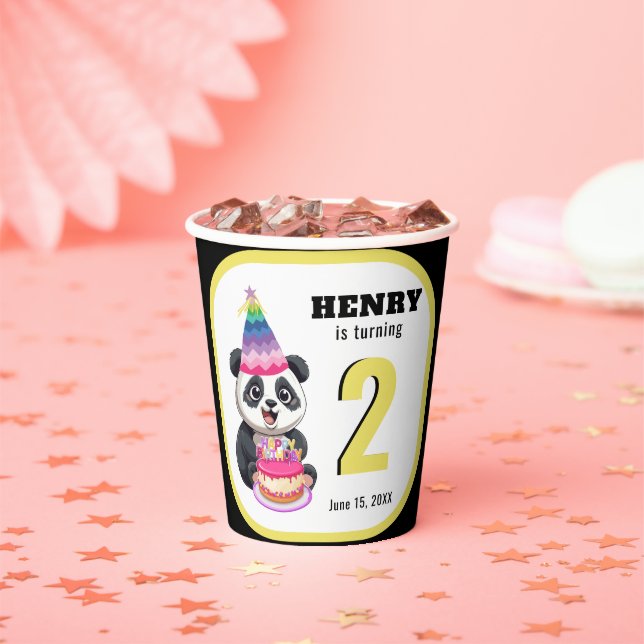 Cute Panda - Personalised Birthday Paper Cups (Insitu)