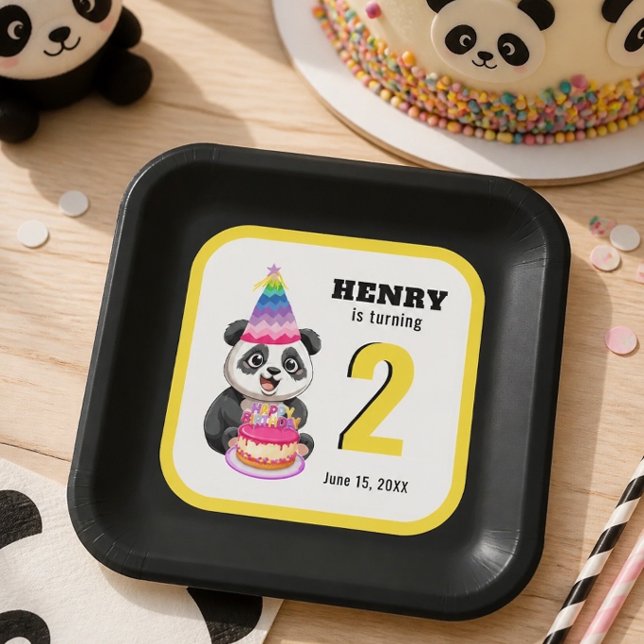 Cute Panda - Personalised Birthday Paper Plate (Creator Uploaded)