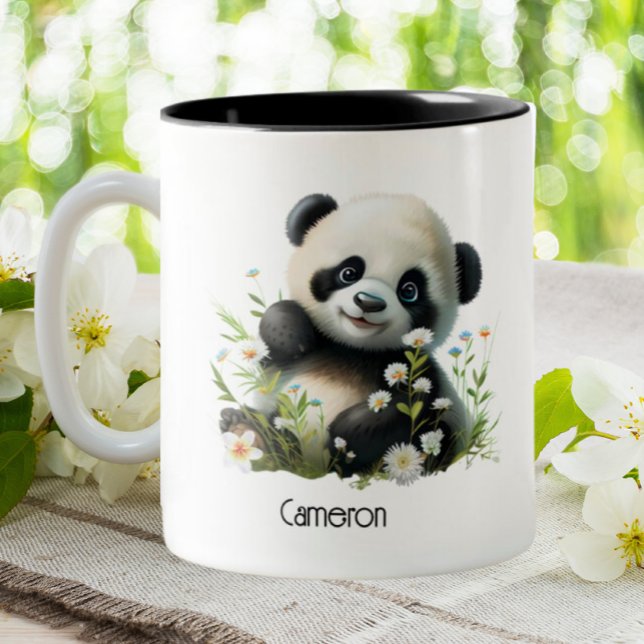 Cute Panda Personalised  Two-Tone Coffee Mug (Creator Uploaded)