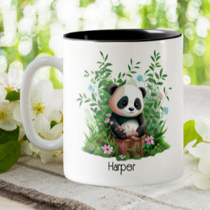 Cute Panda Personalized  Two-Tone Coffee Mug