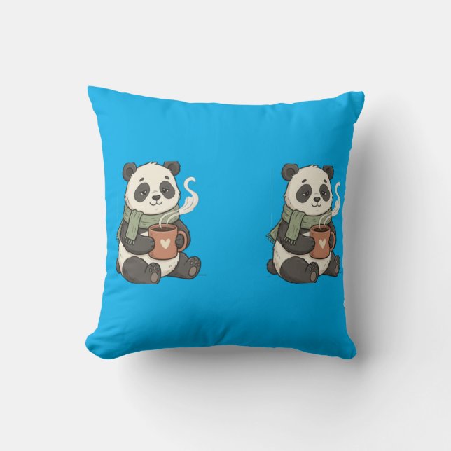 Cute Panda Pillow - Snuggle Illustration (Front)