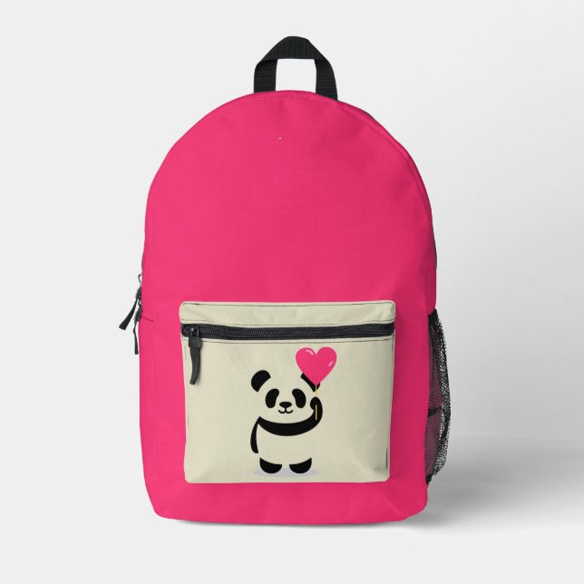 Cute Panda Pink Backpack (Front)