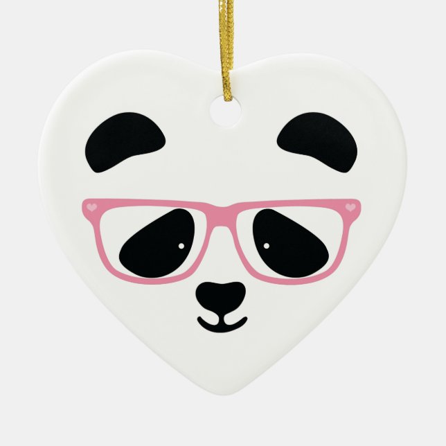 Cute Panda Pink Ceramic Tree Decoration (Front)