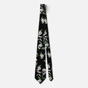 Cute Panda Playing Bamboo Garden Tie