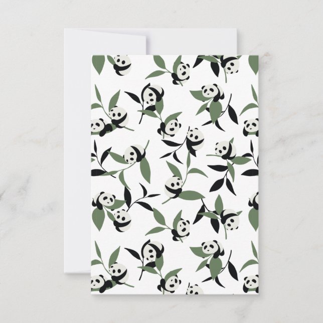 Cute Panda Playing Bamboo Garden White Ver Thank You Card (Front)
