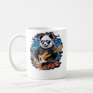 Cute Panda Playing Bass Guitar Animal Playing Guit Coffee Mug