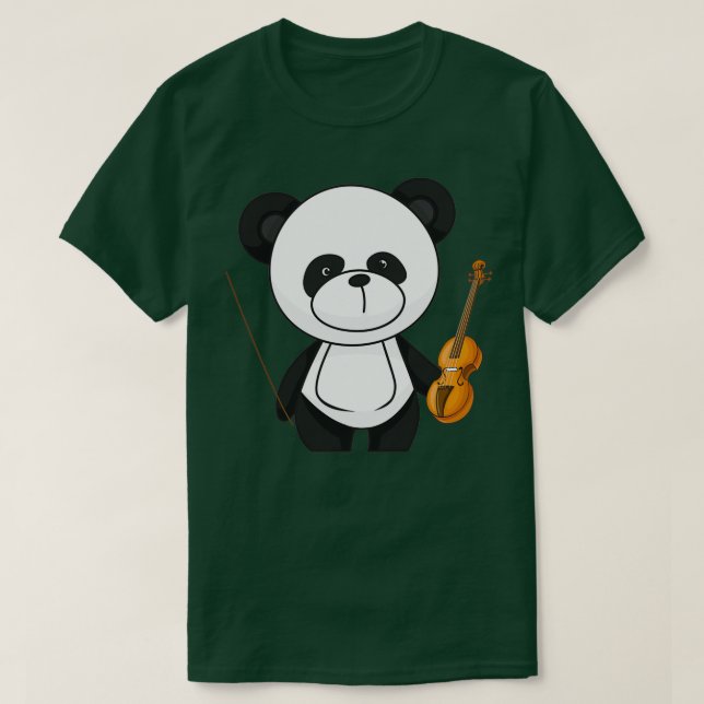 Cute Panda playing Violin KIDs T-Shirt (Design Front)