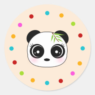 Cute panda, polka dot circle classic round sticker