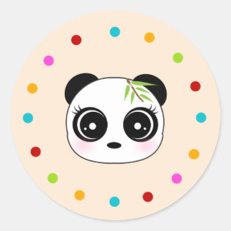 Cute panda, polka dot circle classic round sticker