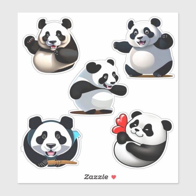 Cute Panda Poses Sticker (Sheet)