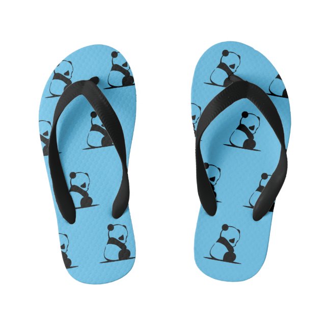 Cute panda printed blue  kid's thongs (Footbed)