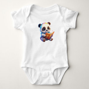 Cute panda reading baby bodysuit