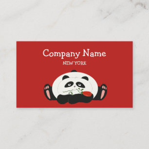 Cute Panda , Red Cartoon Business Card