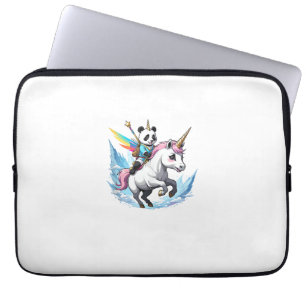 Cute Panda Riding Unicorn Girls Kids Women Rainbow Laptop Sleeve
