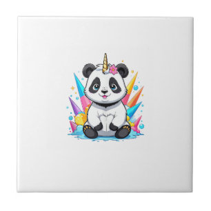 Cute Panda Riding Unicorn Girls Women Rainbow Tank Ceramic Tile