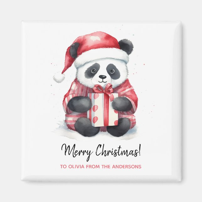 Cute Panda Santa Merry Christmas Magnet (Front)