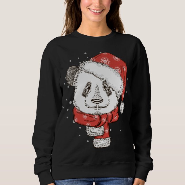 Cute Panda Santa's Hat Christmas Panda Bear Lover  Sweatshirt (Front)