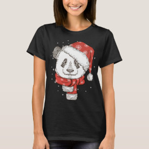 Cute Panda Santa's Hat Christmas Panda Bear Lover T-Shirt