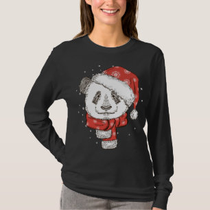 Cute Panda Santa's Hat Christmas Panda Bear Lover T-Shirt