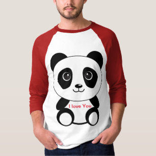 Cute Panda say I love You. Sitting. T-Shirt
