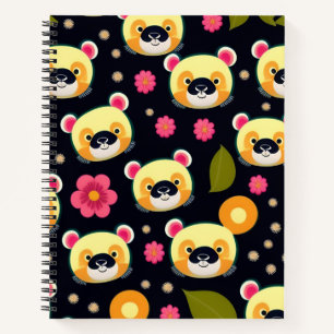 Cute Panda Seamless Pattern Notebook – 8.5"x11" 