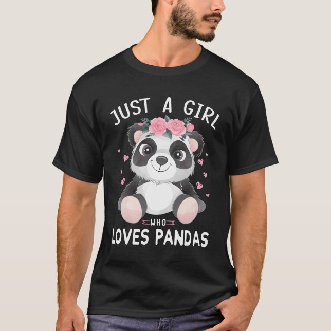 Cute Panda Shirts Girls Gifts Just A Girl Who Love (Front)