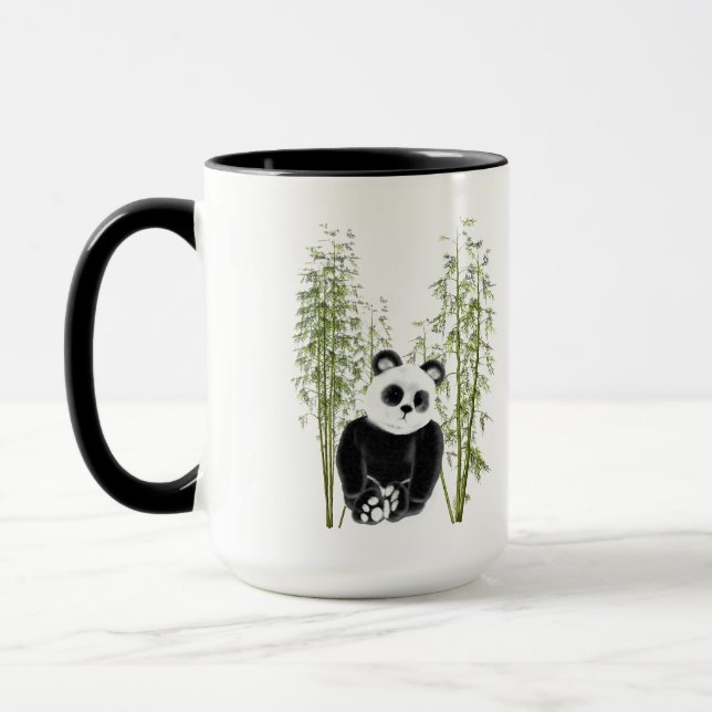 Cute Panda Sitting in Bamboo Mug (Left)