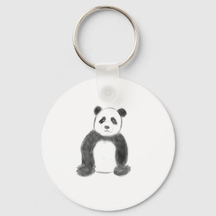 Cute panda sketch black and white key ring