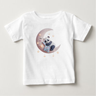 Cute Panda Sleeping on Fluffy Moon Baby T-Shirt