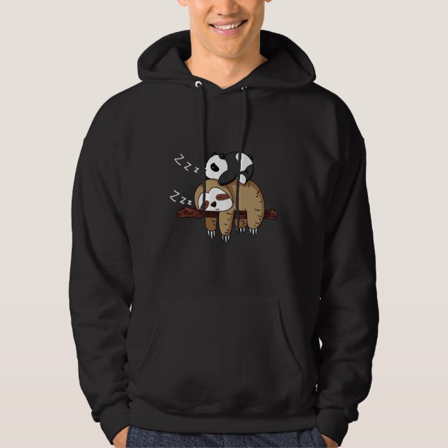Cute Panda Sleeping On Sloth Sloth Hoodie (Front)