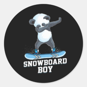 Cute Panda Snowboarding Skiing Dabbing Panda Snowb Classic Round Sticker