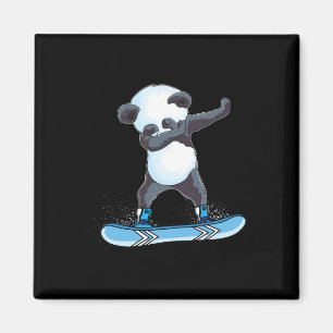 Cute Panda Snowboarding Skiing Gifts Dabbing Panda Magnet