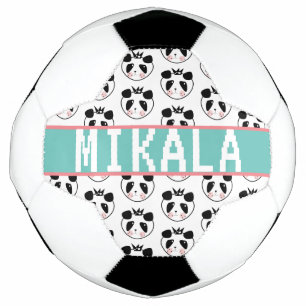 Cute Panda Soccer Fan Custom Name Soccer Ball